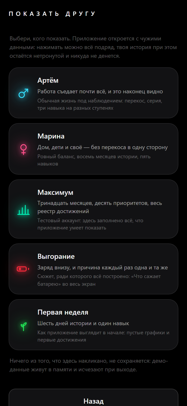 Витрина демо-профилей