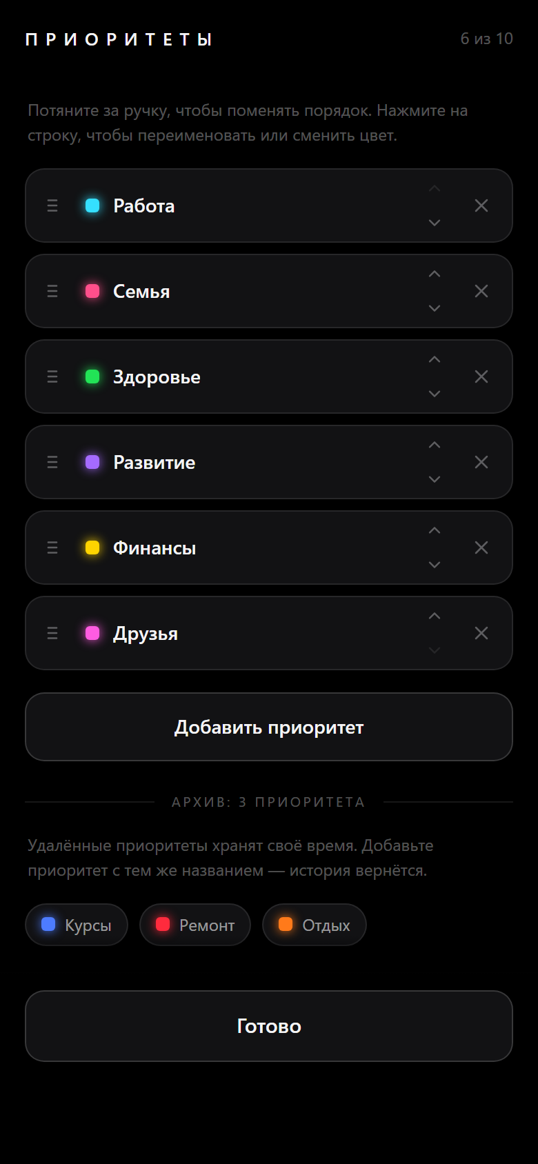 Архив после удаления